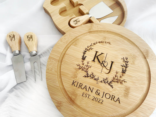 Mr & Mrs Cheeseboard Set - Personalized Bamboo Gift