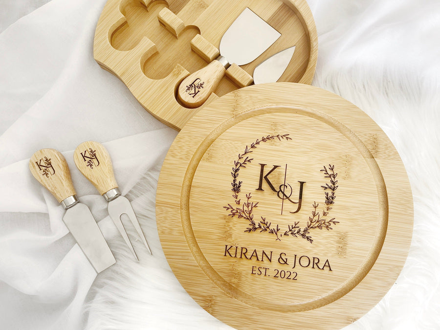 Mr & Mrs Cheeseboard Set - Personalized Bamboo Gift