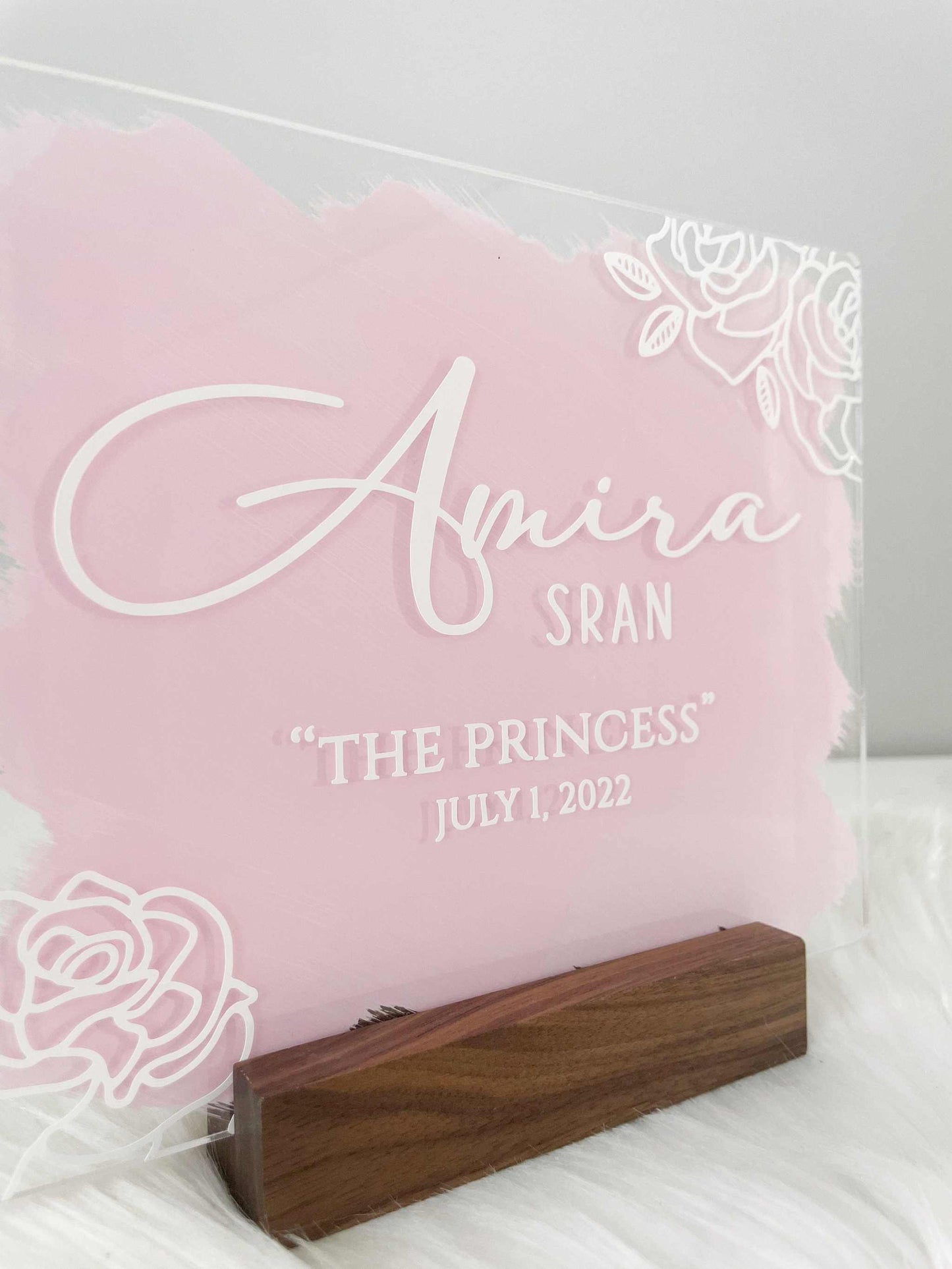 Pink Baby Birth Announcement Sign - Personalized Nursery Plaques