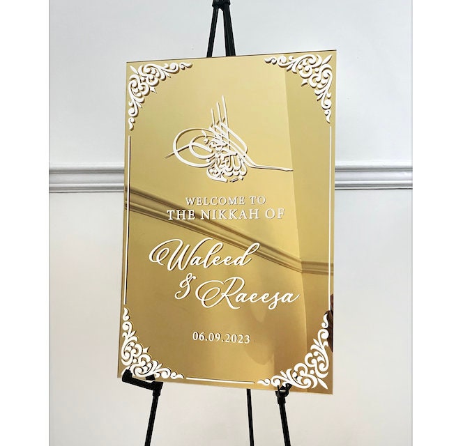 Mirror Nikkah Sign - Elegant, Customizable Wedding Display