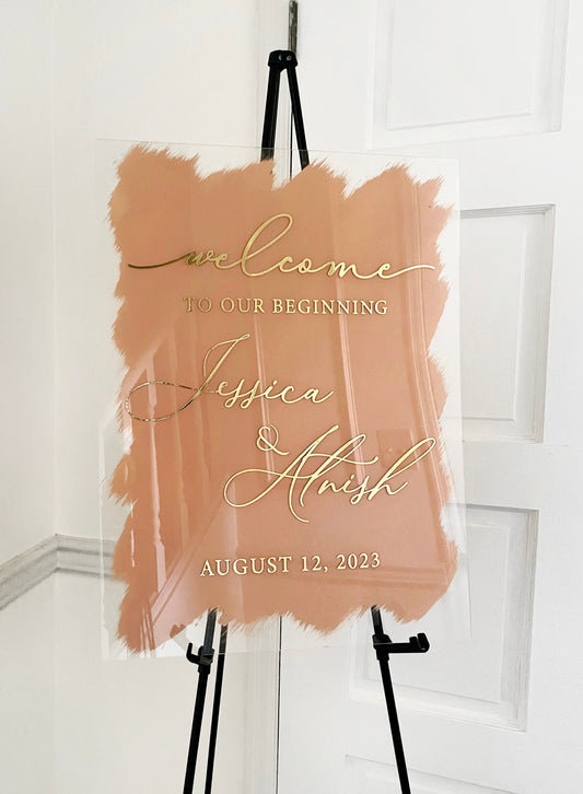 Welcome to Our Beginning Acrylic Sign Reception - Elegant Display