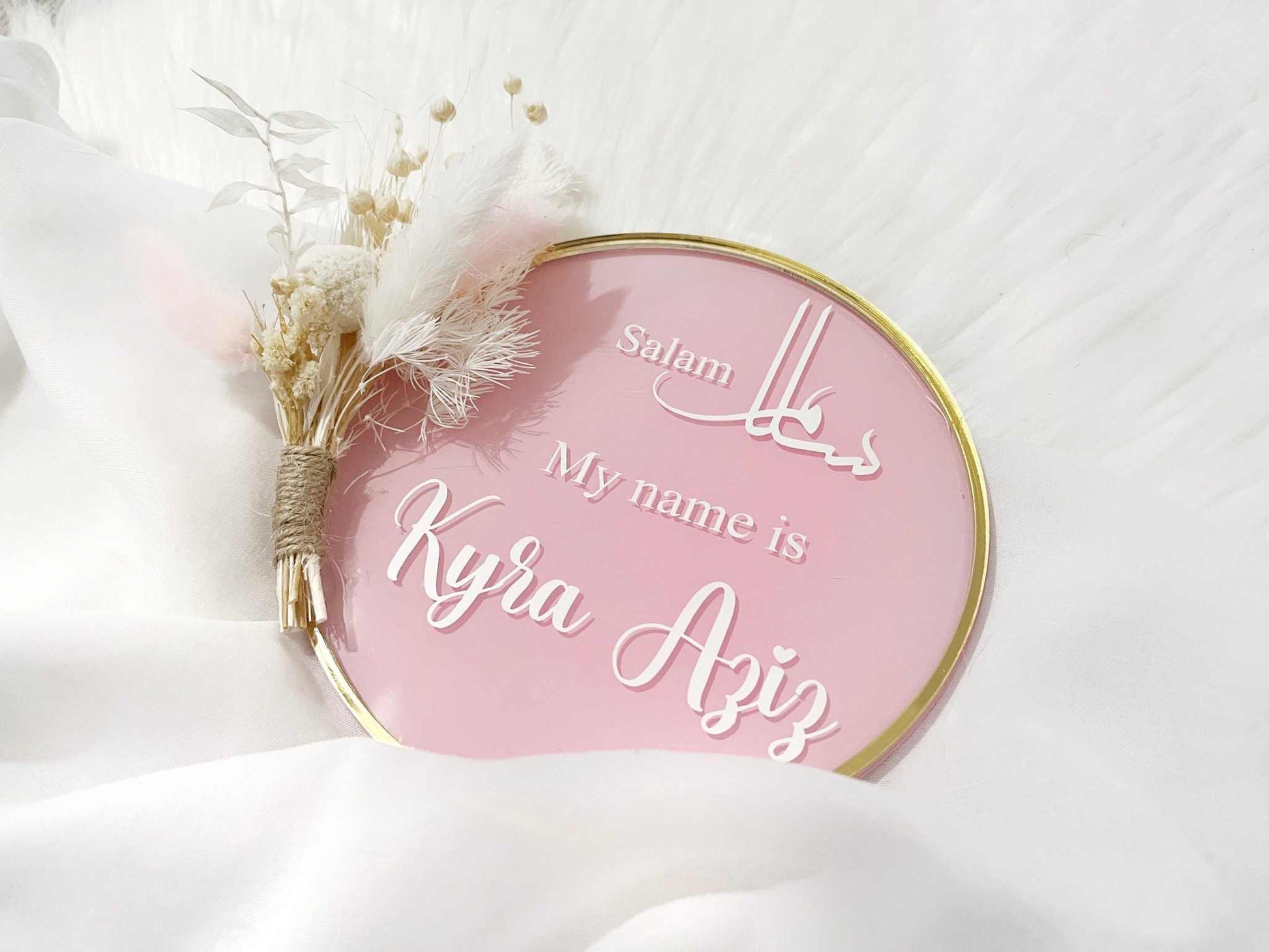Salaam World Birth Announcement Boho - Stylish Plaque for Newborns