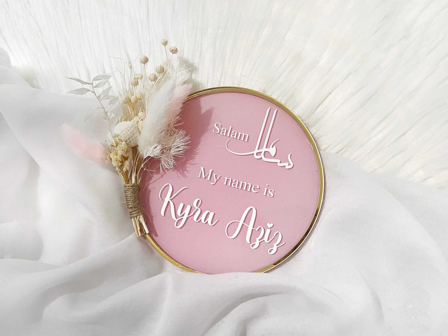 Salaam World Birth Announcement Boho - Stylish Plaque for Newborns
