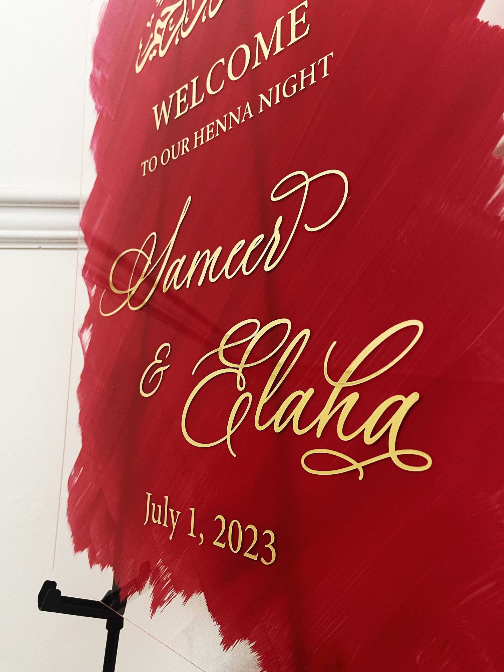 Red & Gold Islamic Wedding Sign - Elegant Custom Acrylic Display