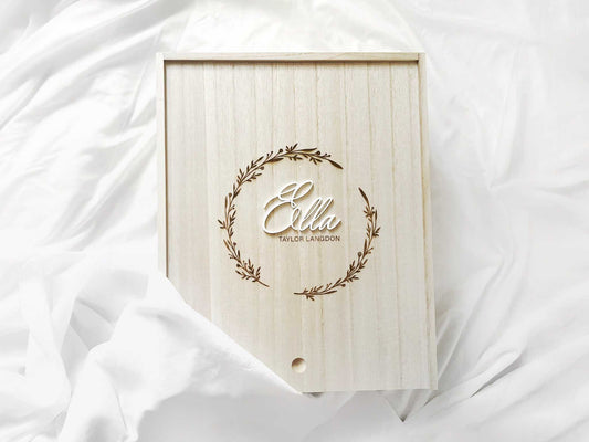 Baby Keepsake Box Wooden - Personalized Memory Storage Gift